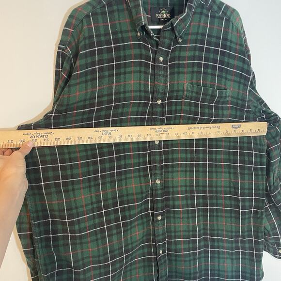 Red Head Lot of 2 Button Down Shirt Mens XLT Red Green Plaid Long Sleeve Flannel - Picture 4 of 13